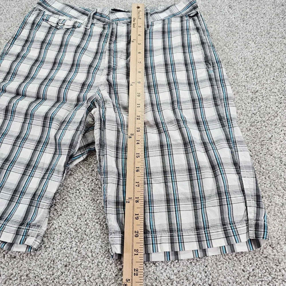Vans Shorts Mens 30 White Gray Blue‎ Plaid Lightweight Skater Urban Y2K